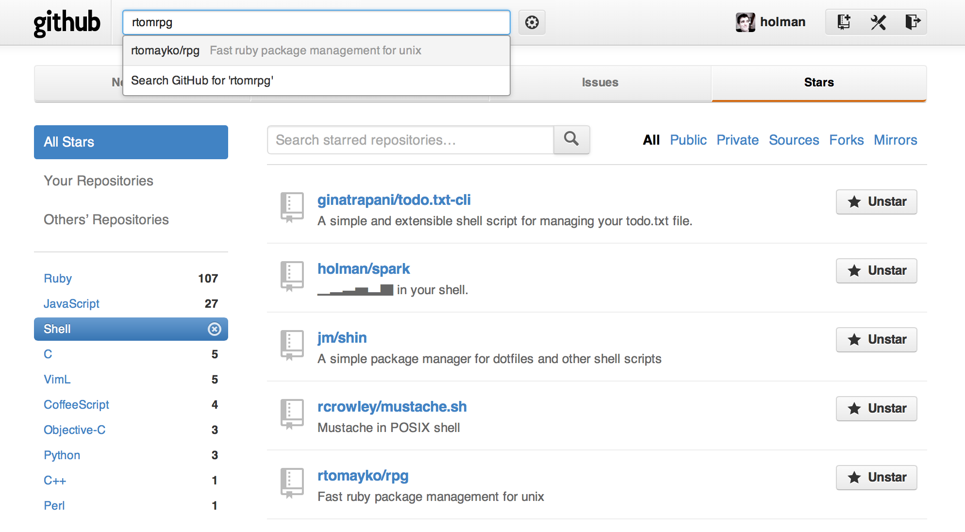Command bar autocompletes stars