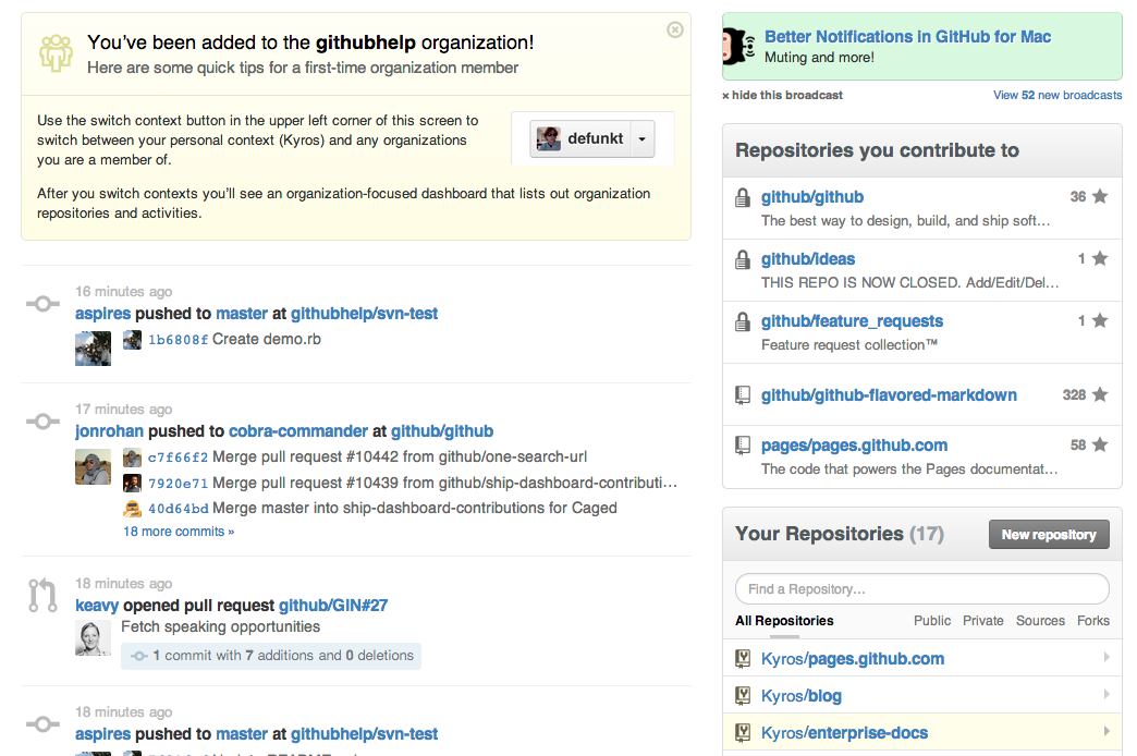 Quickly access Repositories you contribute to