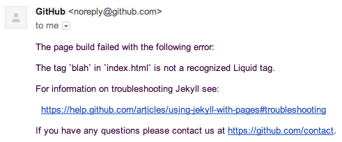 Descriptive error messages for failed GitHub Pages builds - The GitHub Blog