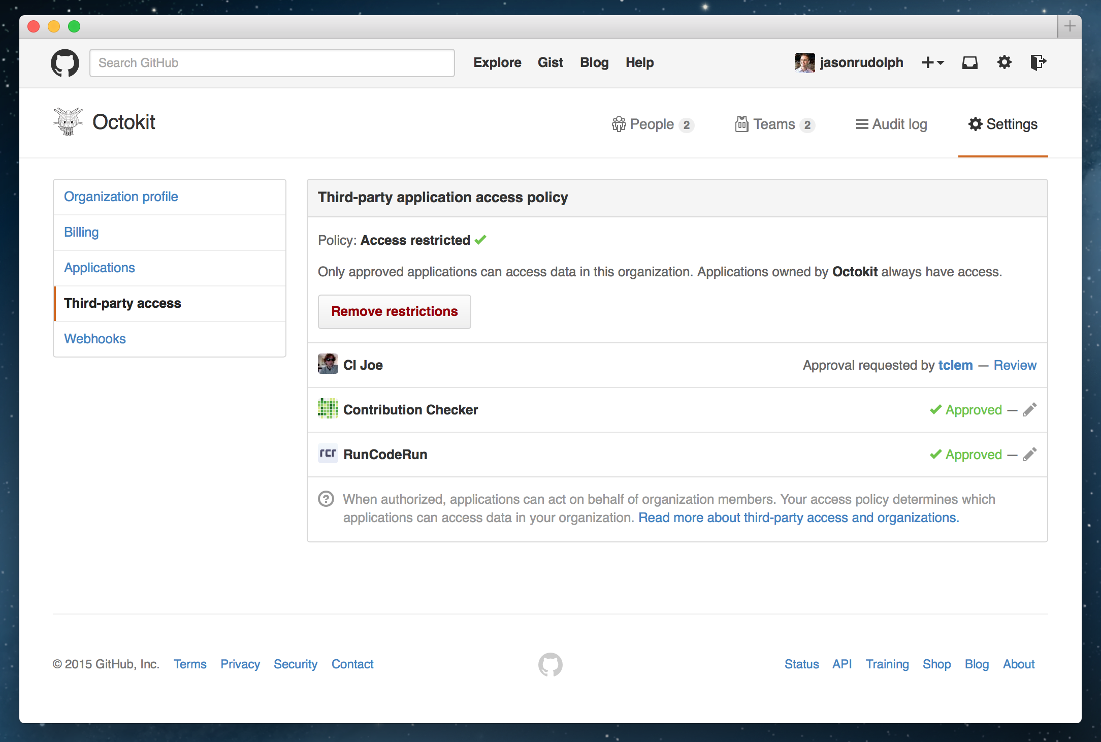 Organization-approved applications