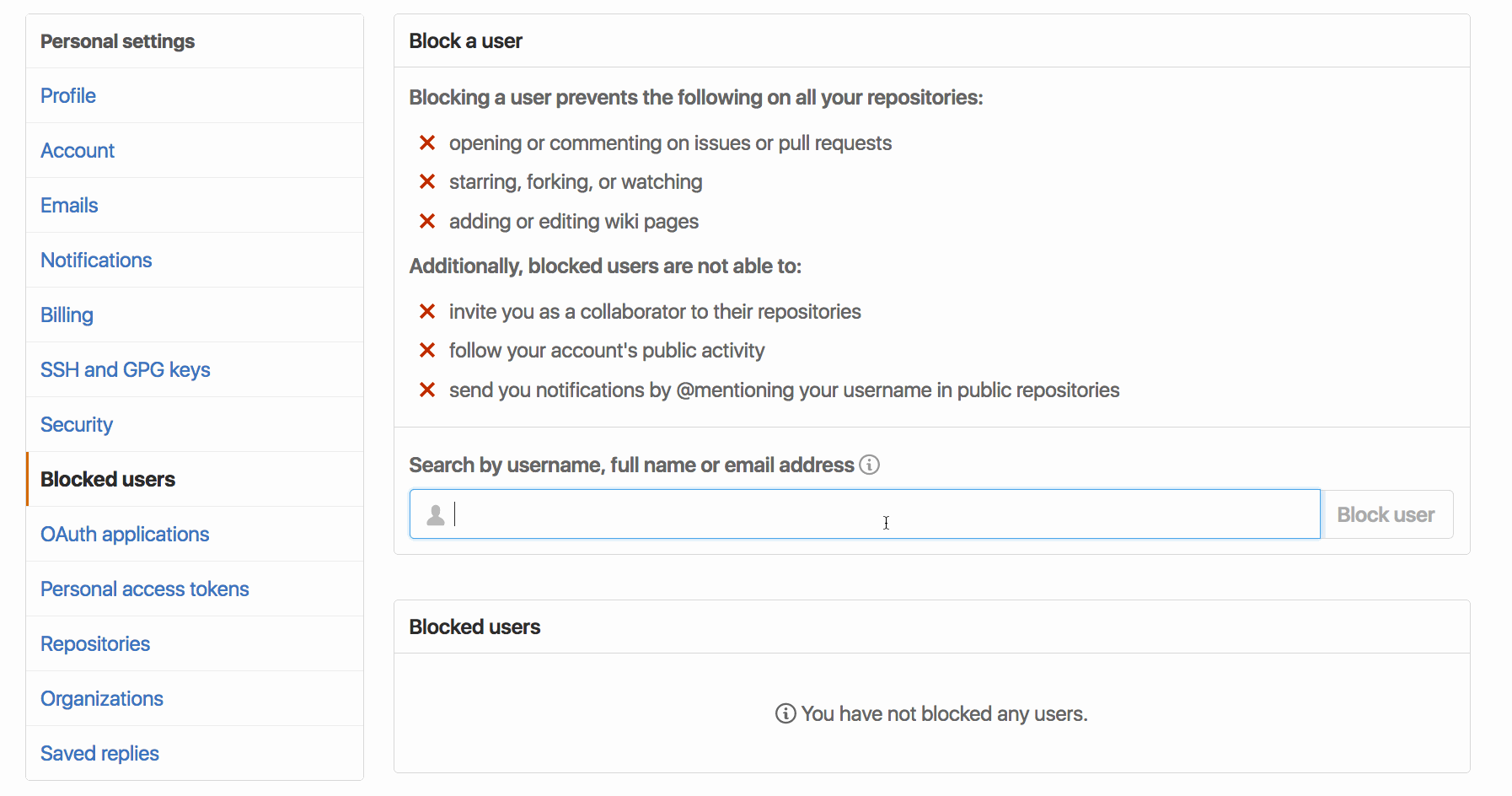 See the users you've blocked on your settings page