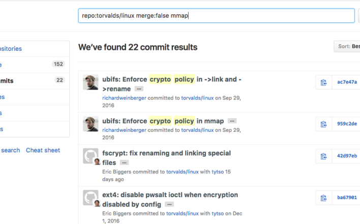 Search commit messages