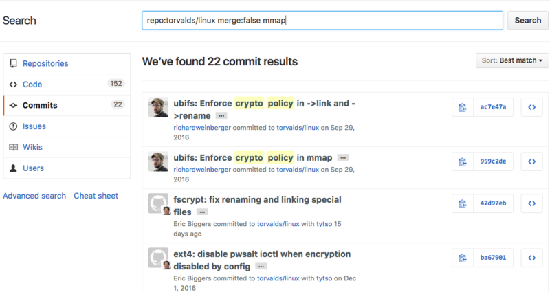 Search commit messages