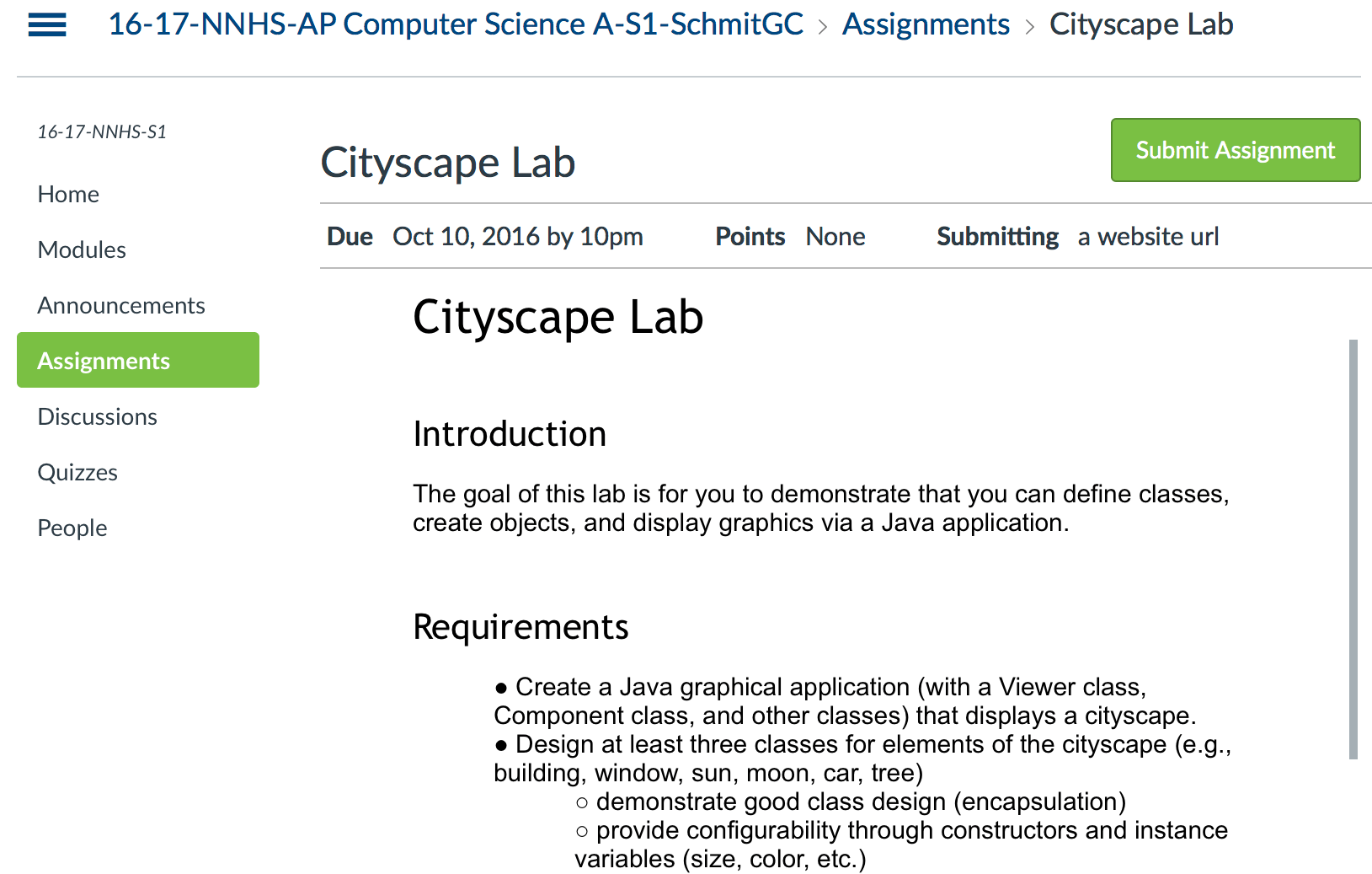 Cityscape Lab from Schmitâ€™s course