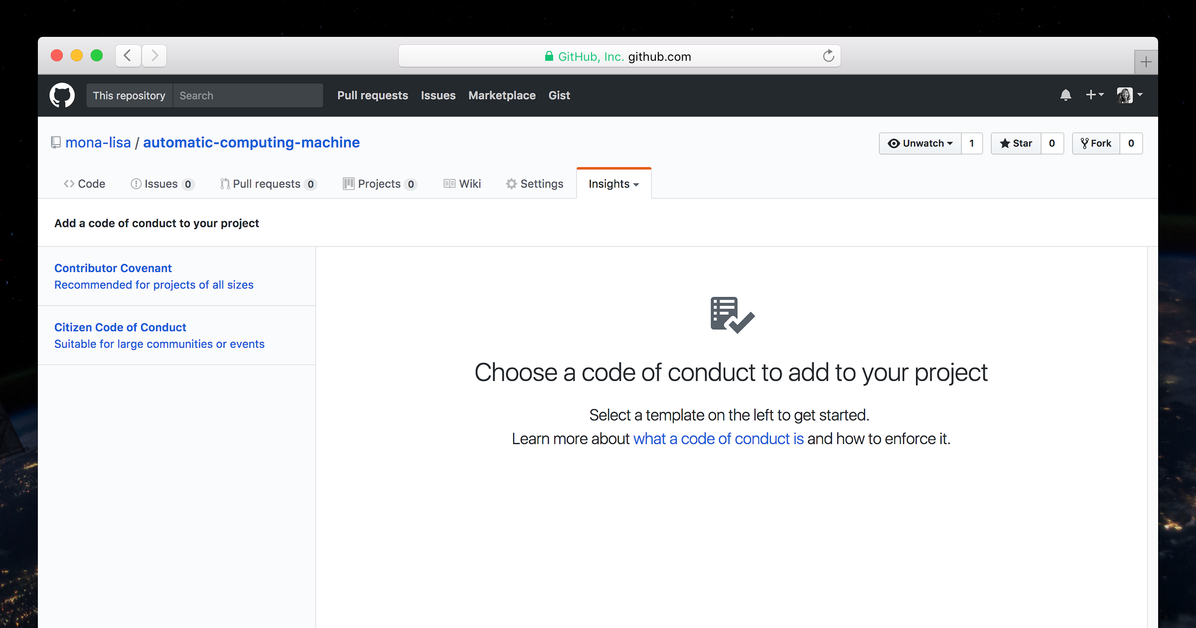 Screenshot of the new code of conduct tooll