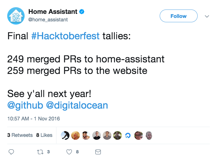 Home Assistant Hacktoberfest Tweet