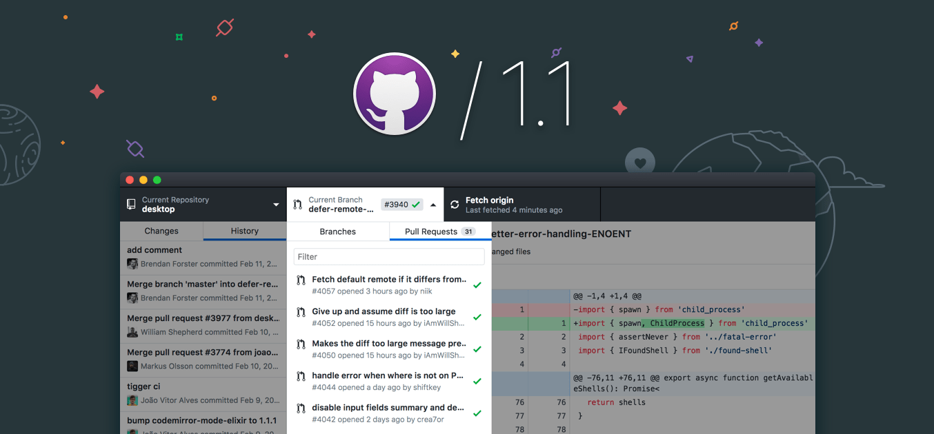 GitHub Desktop 1.1 is now available - The GitHub Blog