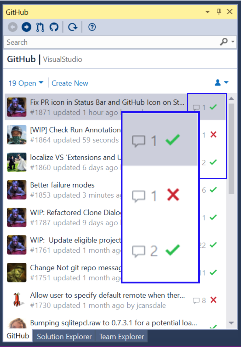 Checks and statuses in GfVS pull requests