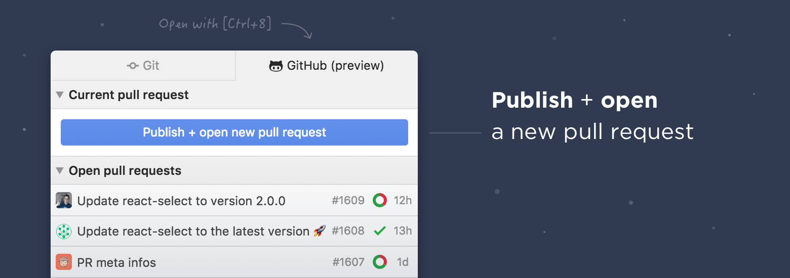 Screenshot showing you're invted to publish your branch and create a pull request with changes