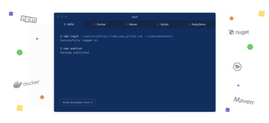 View of terminal commands to packages