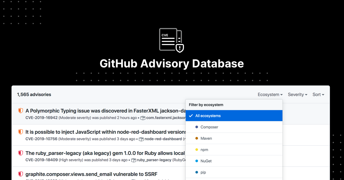 Il GitHub Advisory Database apre ai contributi della community 1 GitHub Advisory Database