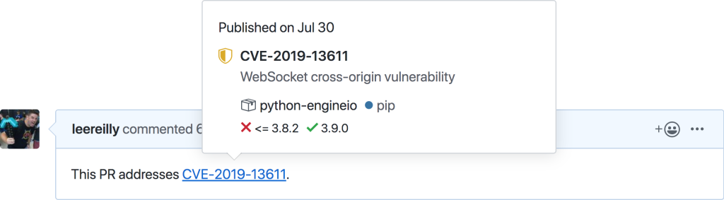 Linking to a CVE within a GitHub comment
