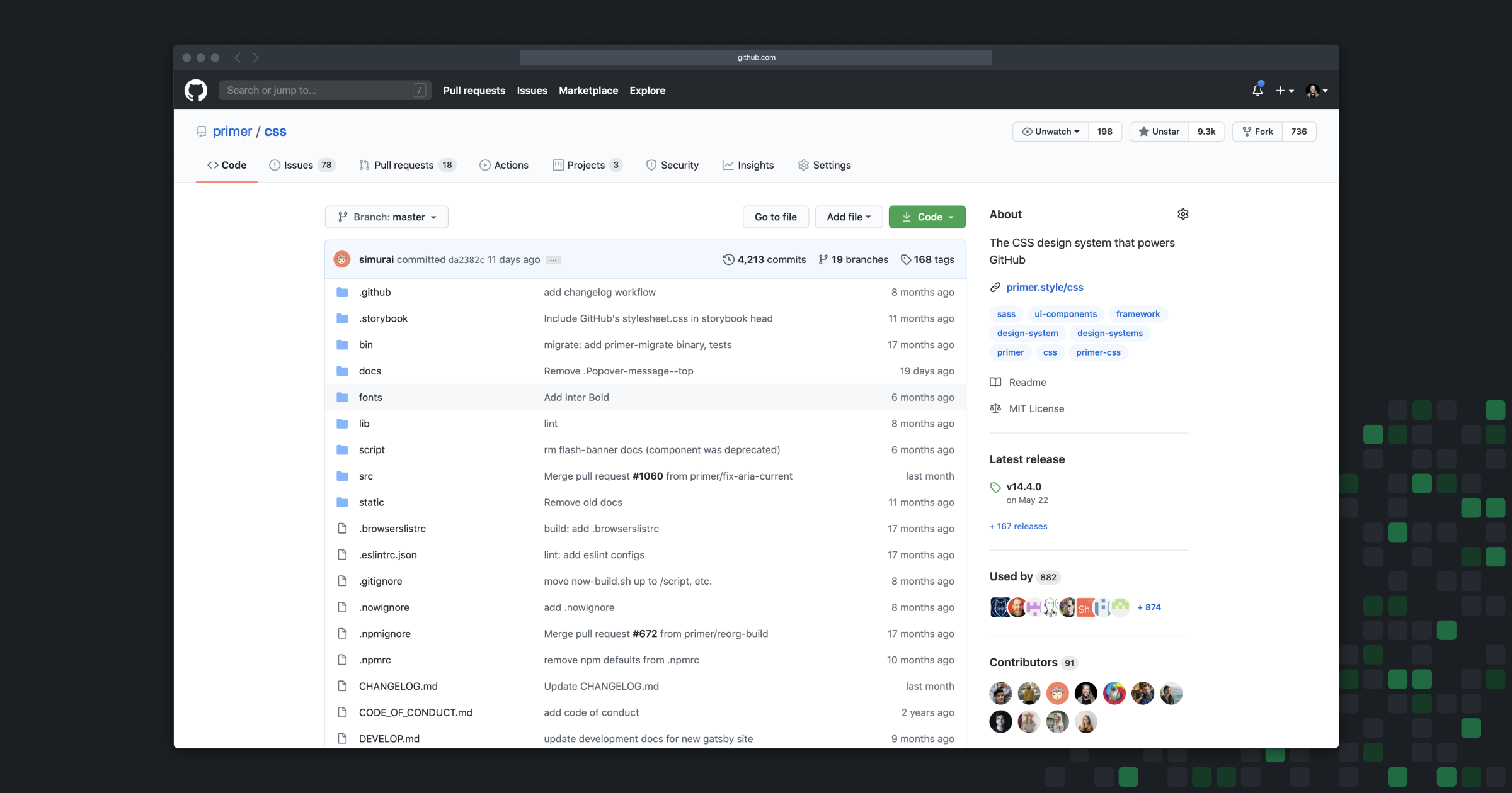 creenshot of GitHub repository page with new layout