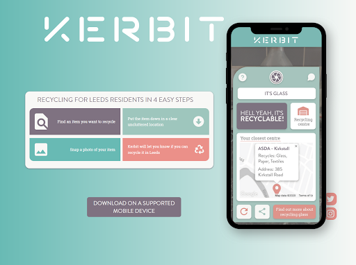 Kerbit landing page with a phone showing the main screen