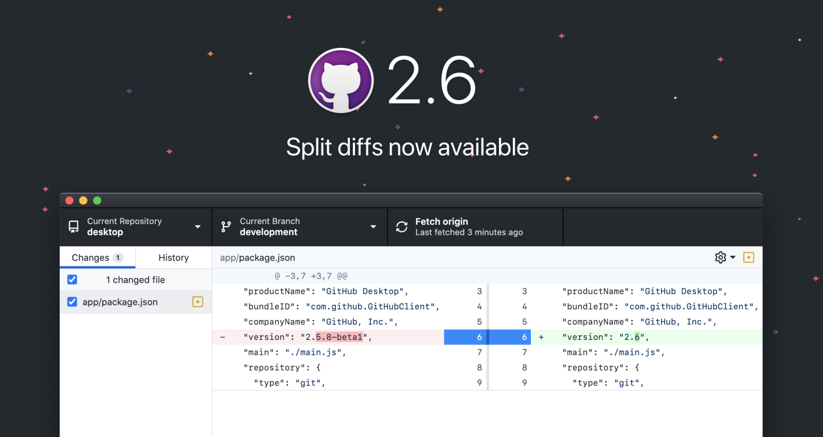 Introducing split diffs in GitHub Desktop