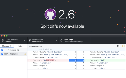 Introducing split diffs in GitHub Desktop