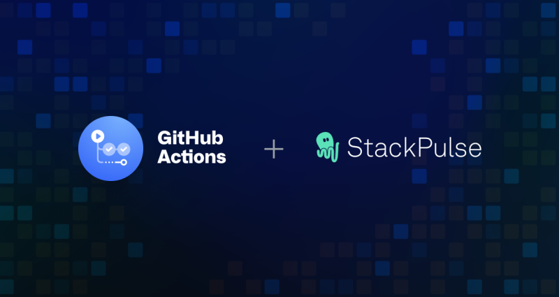 GitHub Actions and StackPulse logos together on blue background