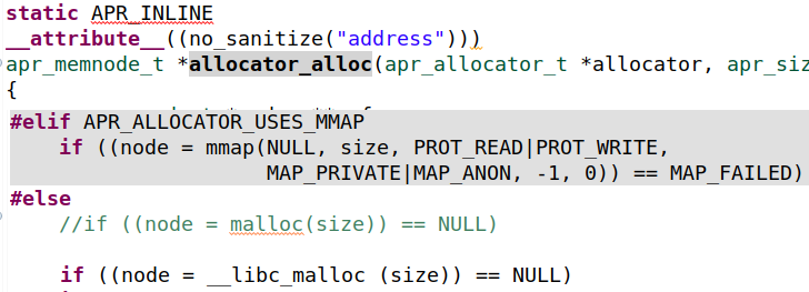 calling the original `apr_palloc` function using `REAL(apr_palloc)`