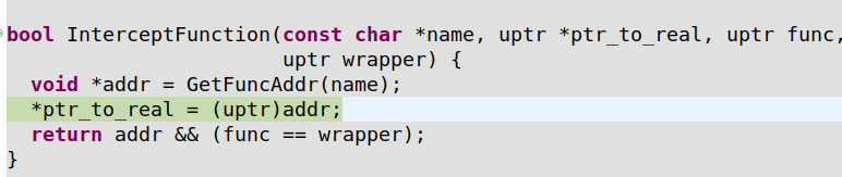 storing the address of a function into the ptr_to_real pointer