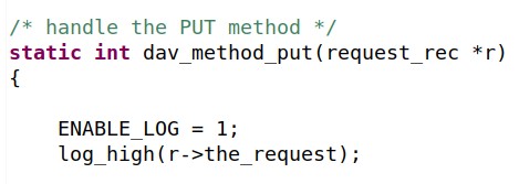 insert a call to the `log_high` function at the beginning of each function