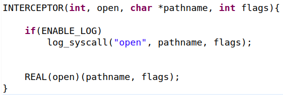 code to intercept syscalls