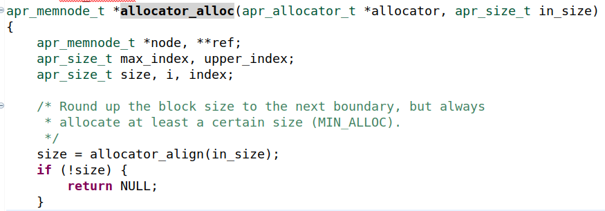 allocation size is always rounded up to `MIN_ALLOC` bytes