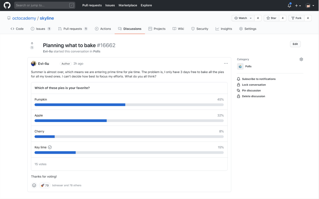 Screenshot of GitHub Discussions poll