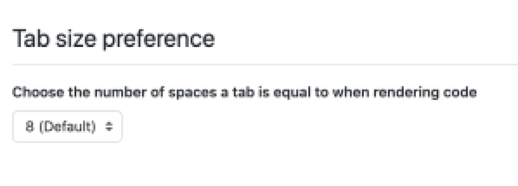 screenshot of GitHub tab size setting