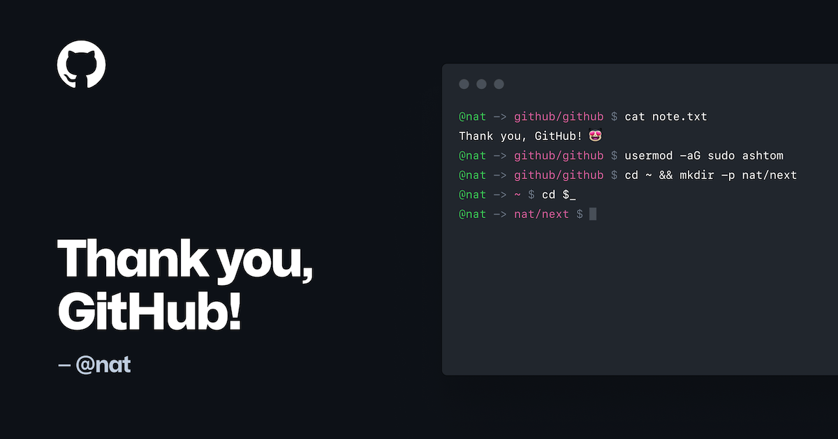 Thank you, GitHub