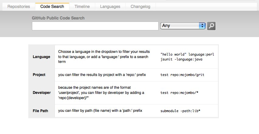 Screenshot of GitHub public code search