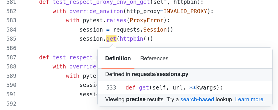 precise code navigation results