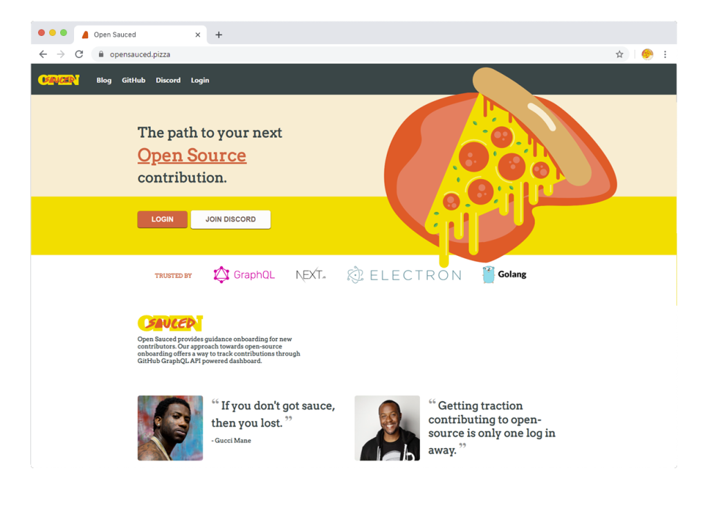 screenshot of www.opensauced.pizza