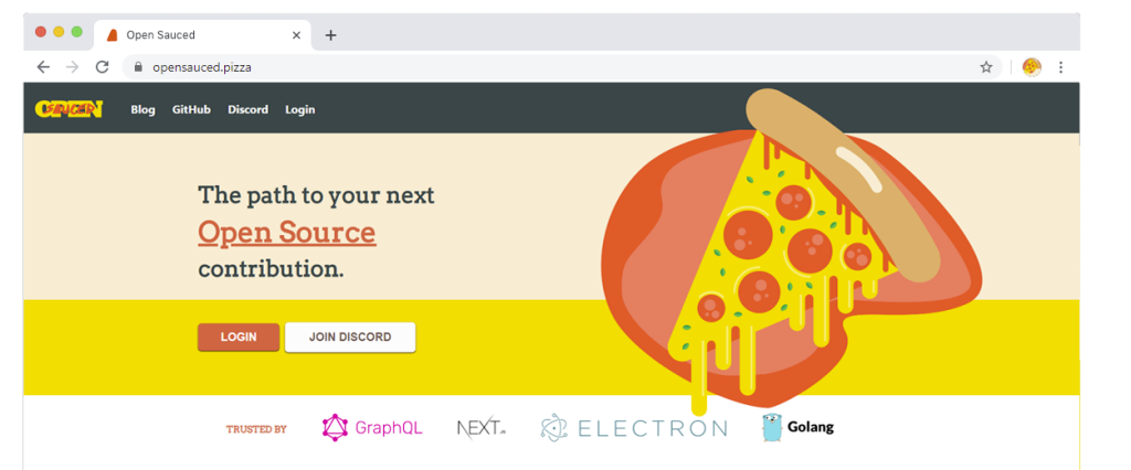 www.opensauced.pizza 網站標題的屏幕截圖