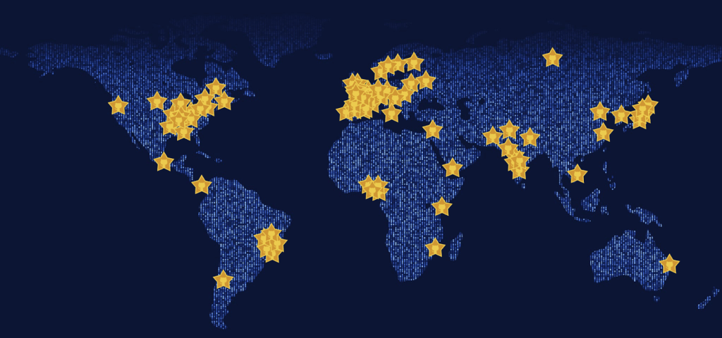 Map showing countries represented by GitHub Stars