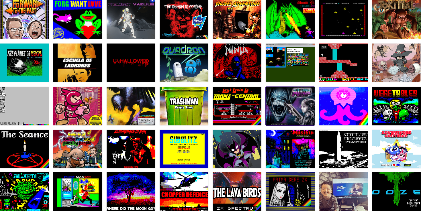 Screenshots of the games included in the ZX Spectrum 40th Birthday Mix Tape