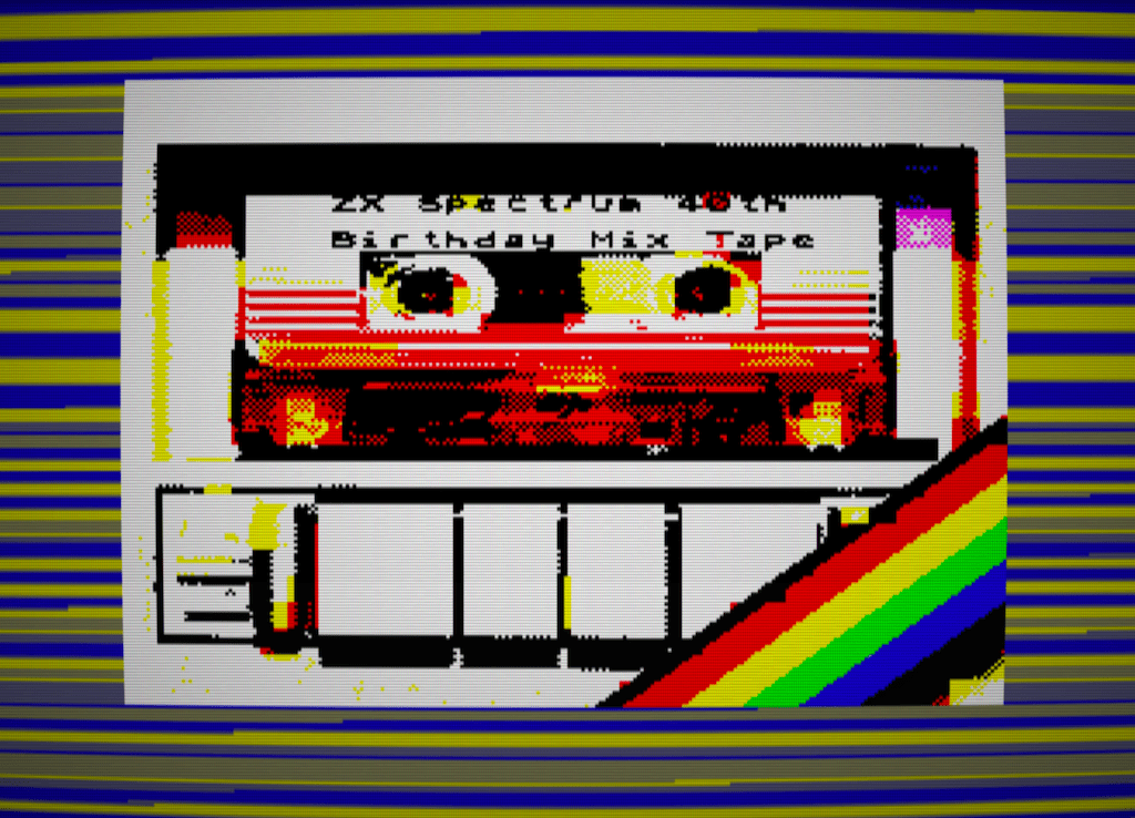 A ZX Spectrum loading screen showing a "spectrumized" audio cassette.