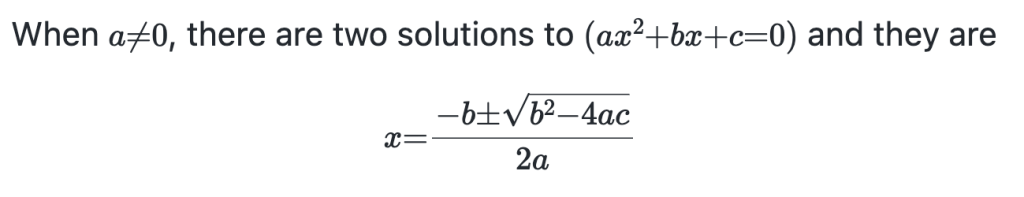 example of the quadratic equation