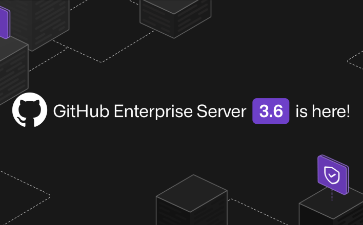 Stylized banner image displaying the text "GitHub Enterprise Server 3.6 is here!"