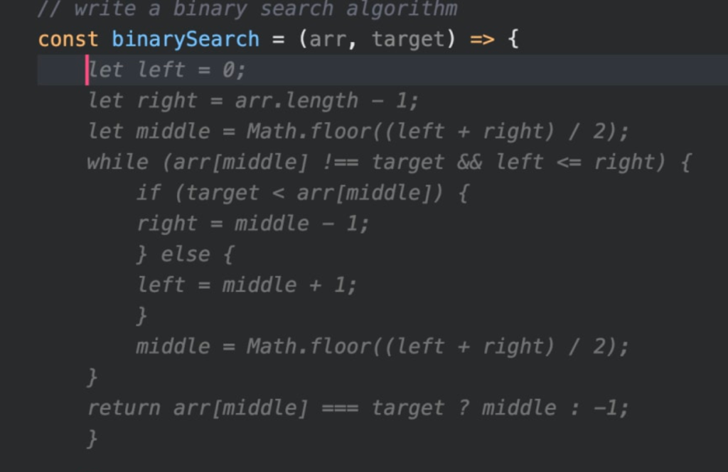 Screenshot of a code editor demonstrating that GitHub Copilot correctly completed a function based on the input of a comment and the first line of the function.