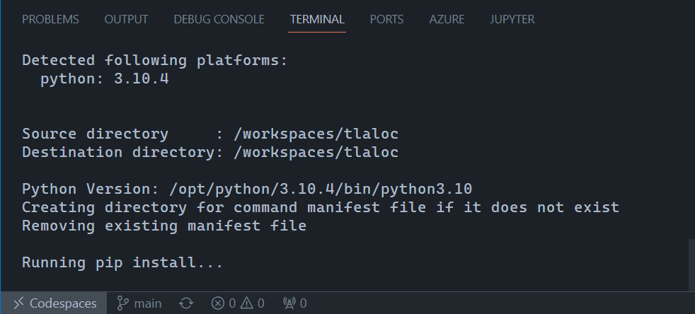 Screenshot of terminal running pip install.