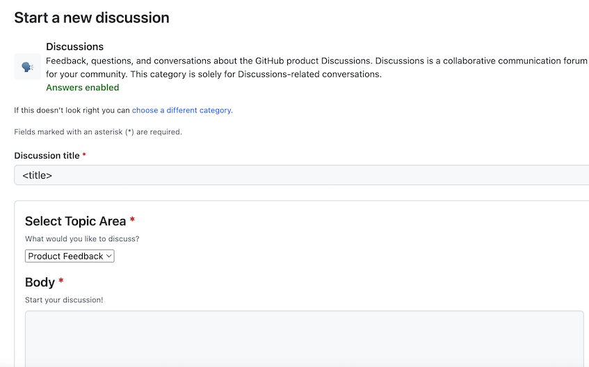 Category Forms on GitHub Discussions - GitHub Changelog