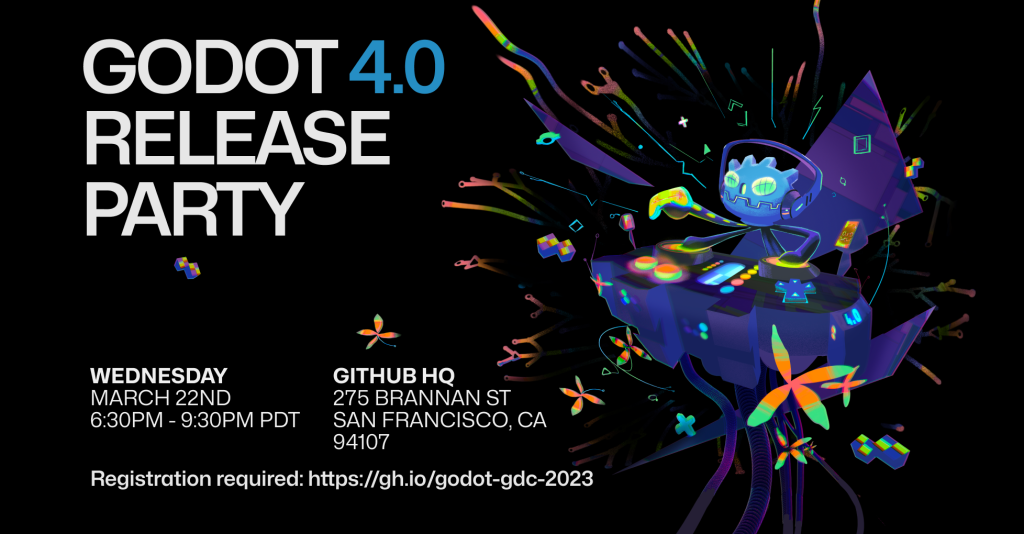 Godot 4.0 Release Party, GDC Poster