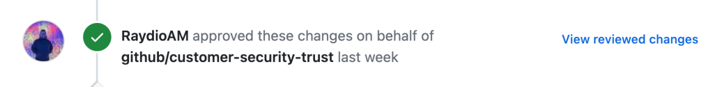 Screenshot of a message reporting that user RaydioFM has approved the changes in the related pull request.
