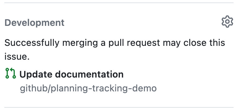 Screenshot of a pull request called "update documentation" that notes "Successfully merging a pull request may close this issue."