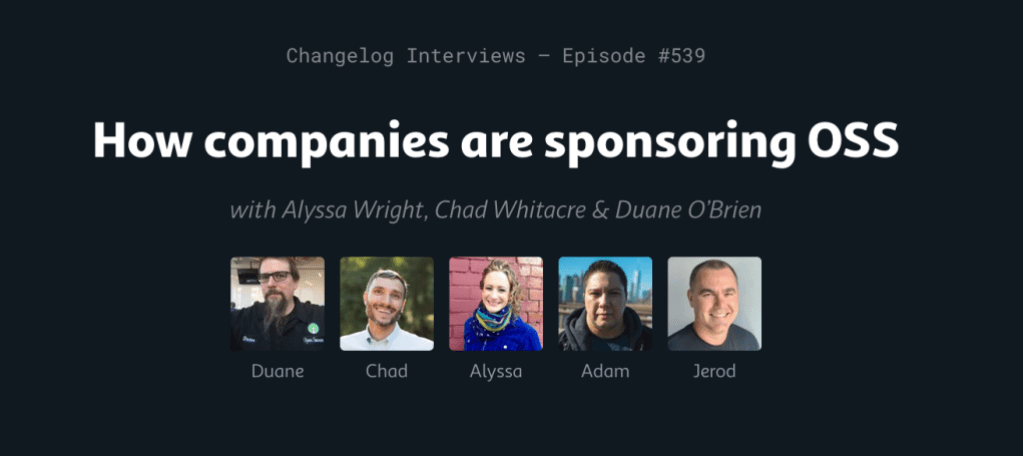 Header image from the Changelog podcast with headshot photographs of each of the participants.