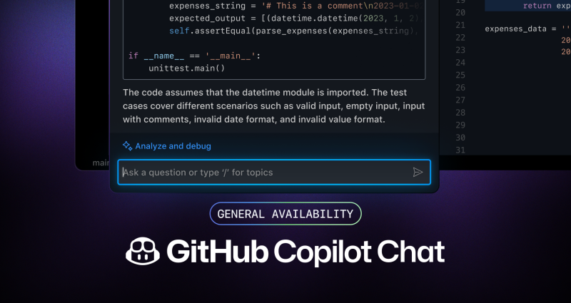 GitHub Copilot Chat now generally available for organizations and individuals