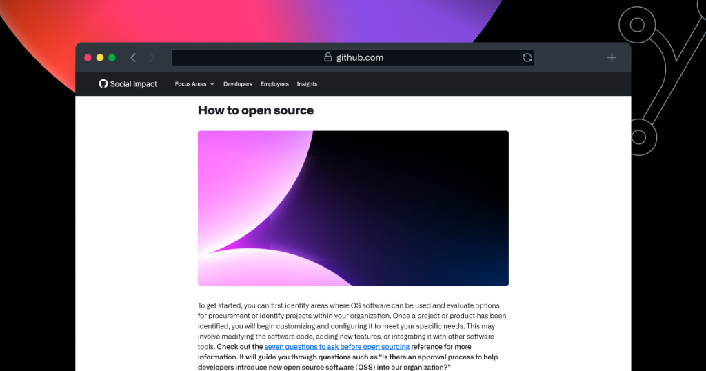 A screenshot of an open source guide developed by GitHub for organizations in social sector