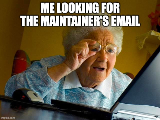 Meme featuring an older woman lifting up her glasses and squinting at a laptop screen.