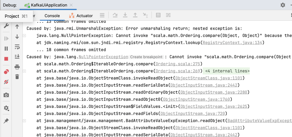 Stack trace shows cannot invoke scala.math.Ordering.compare error