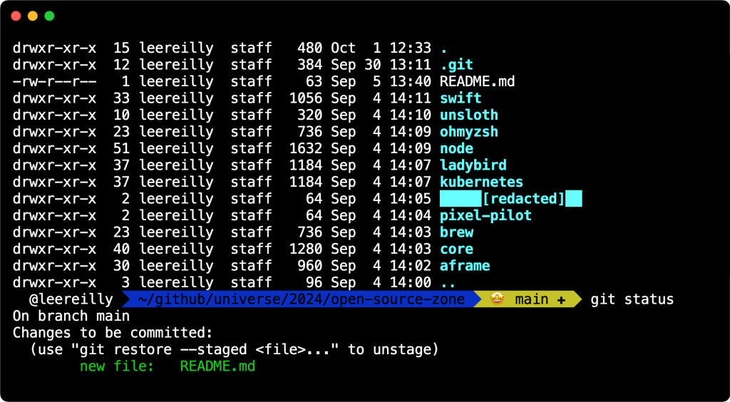 Screenshot of a terminal displaying a list of files.